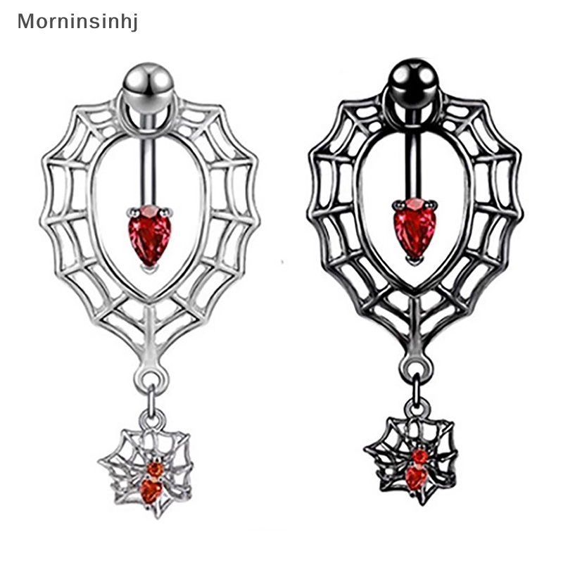 Mornin Gothic Ular Pusar Perhiasan Berlapis Hitam Spider Belly Button Cincin Kristal Zirkon Merah Liontin Belly Rings Untuk Hadiah Gadis id