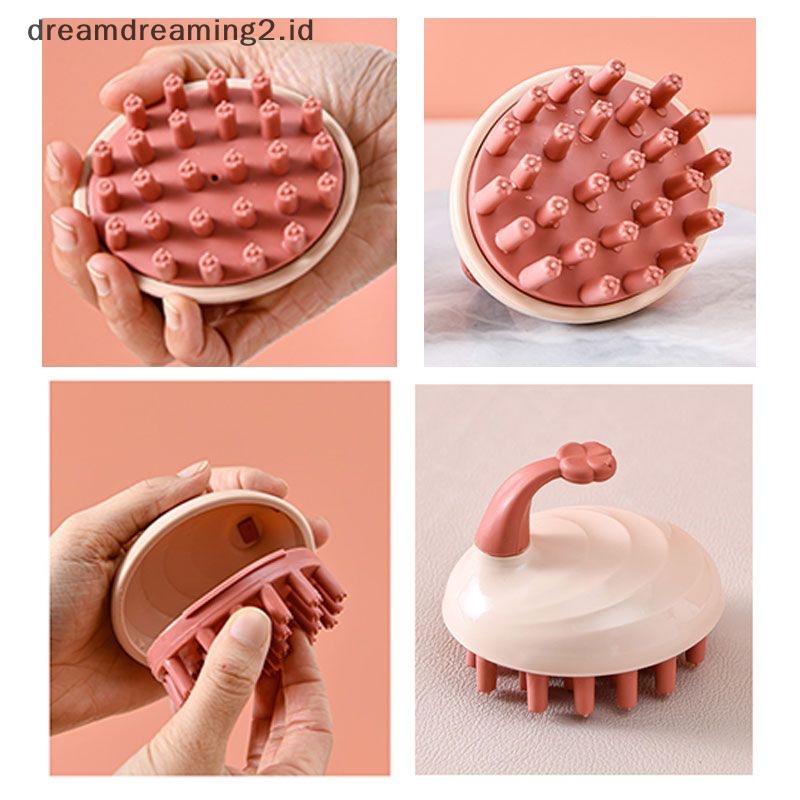 (drea) 1pc Sikat Shampo Silikon Gatal Sisir Pijat Kulit Kepala Shower Brush Produk Mandi //