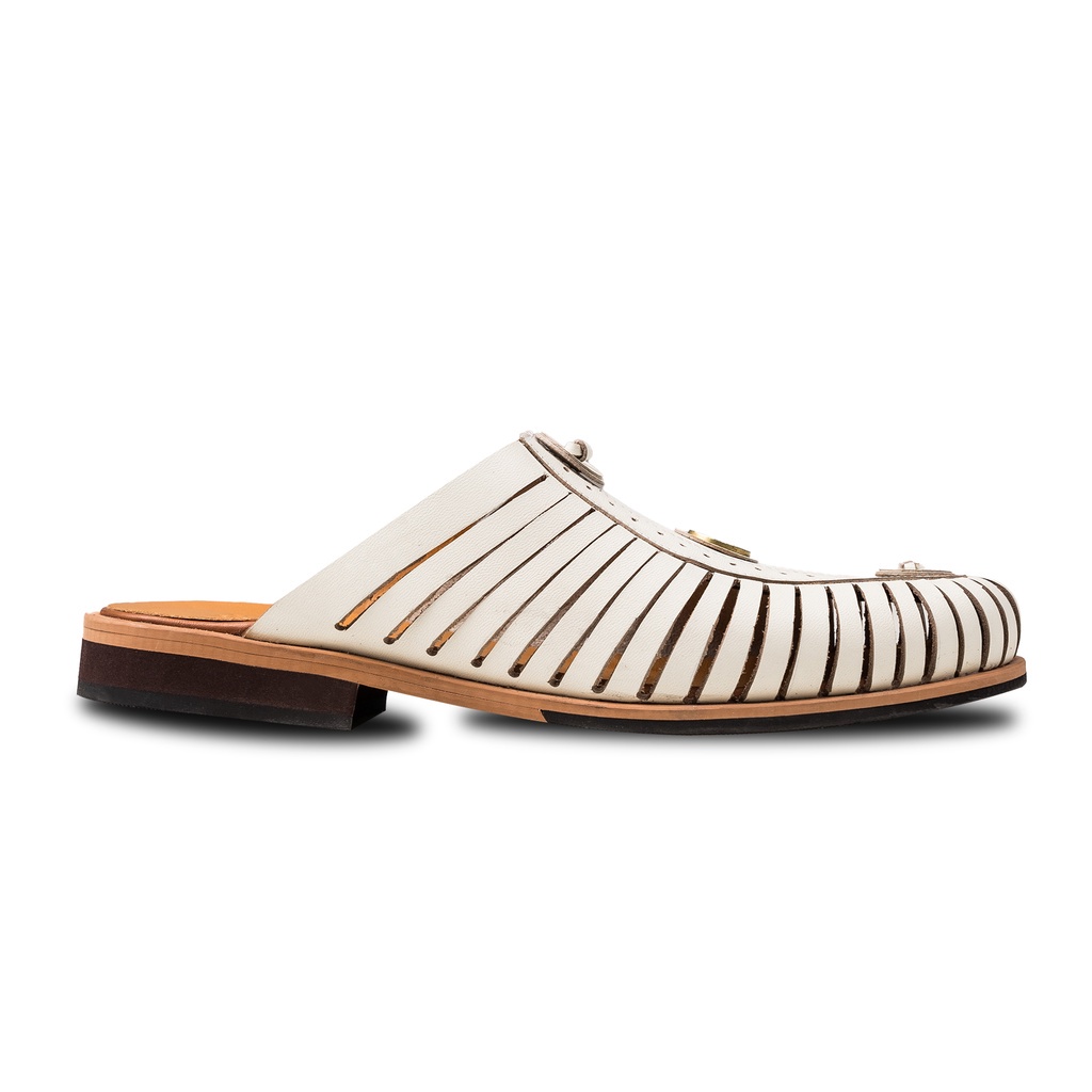 Leon Mules Broken White Nappa Milano