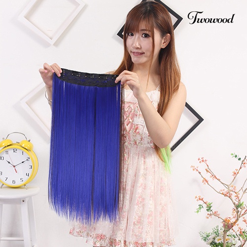 Twowood Mixed Color Clip in Straight Long Hair Extension Cosplay Pesta Wanita Sopak