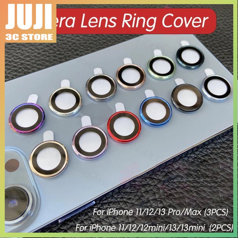Juji Emas CD Bijian Untuk Iphone13 12 pro max Pelindung Lensa Kamera Camera Metal Ring Glass for iPhone 11 12 13pro max 13mini 14 pro Topi Pelindung