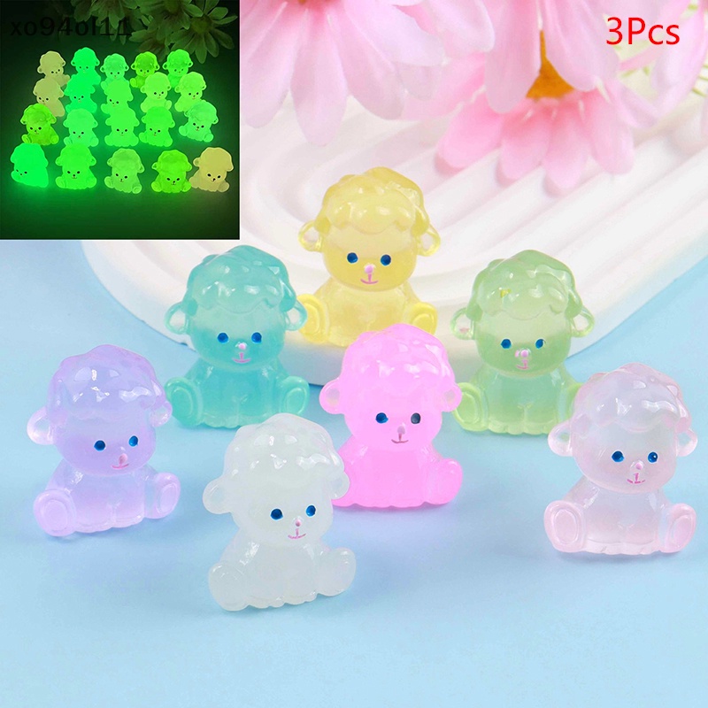 Xo 3Pcs Luminous Poodle Ornament Mini Warna Kartun Anjing Boneka Micro Landscape Dekorasi Rumah Boneka Miniatur Mainan OL