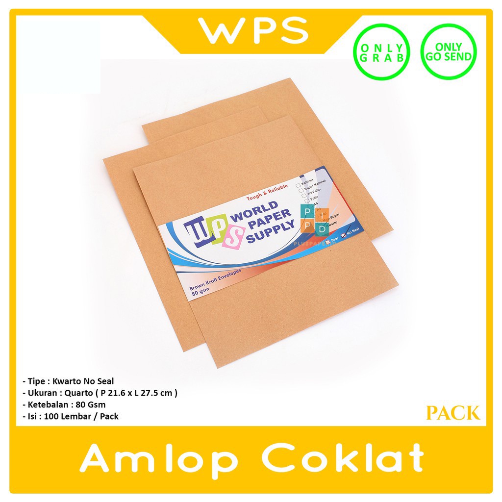 

WPS - Amplop Coklat Ukuran Kwarto ( 21 x 27 cm ) - Pack