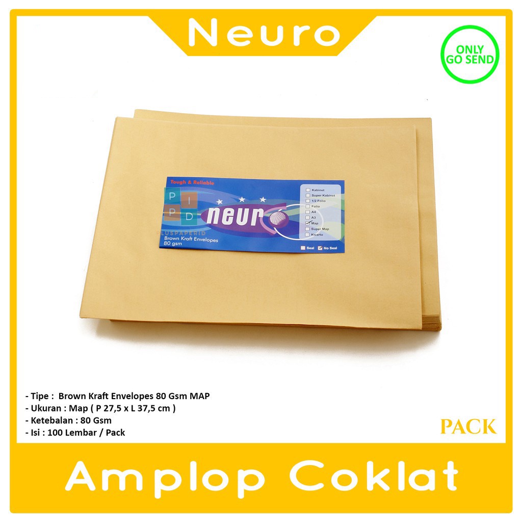 

NEURO - Amplop Coklat Ukuran Map ( 27,5 x 37,5 cm ) No Seal - 1 Pack