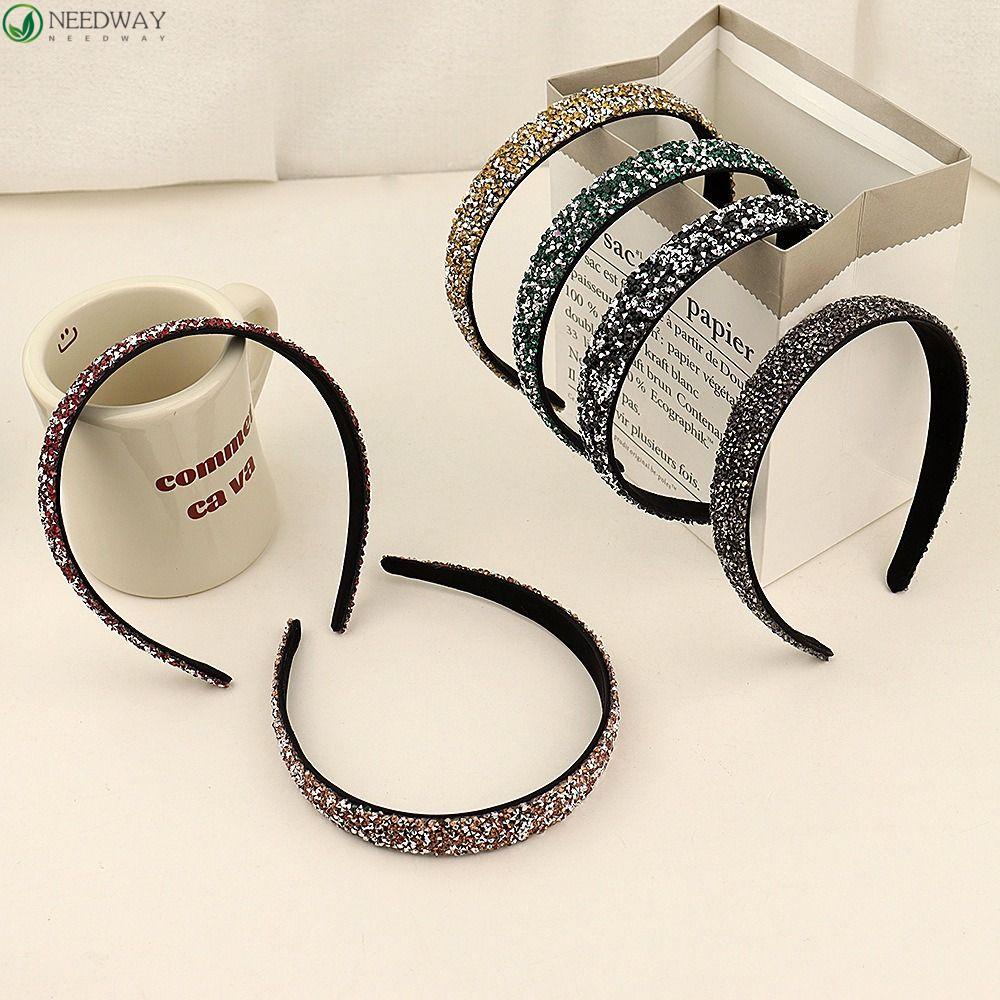 Needway Kristal Bando Hiasan Rambut Ins Sederhana Perempuan Ikat Rambut Non Slip Hairband Cuci Muka Bando Baru Hiasan Kepala Berlian Imitasi Korea Hairband