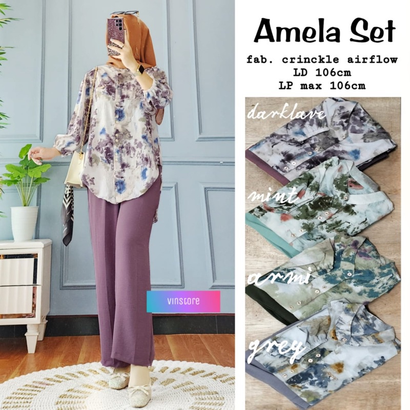 AZRINA • AMELA • NUMIA #4 • TANKA • RASYA SET • ORI VINSTORE | Setelan Wanita Crinkle Airflow