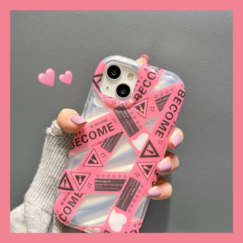 IPHONE Casing Ponsel Desain Label Pink Silang Riak Air Kompatibel Dengan Iphone12 13 14 11 Pro Max X Xs Max Xr Dcxs