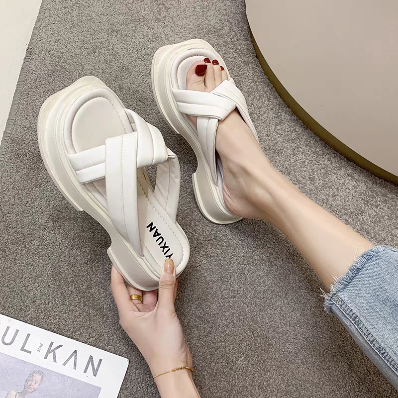 COD Sneakersdaily 666 Sandal Wedges Slip On Wanita High Quality Synthetic Premium