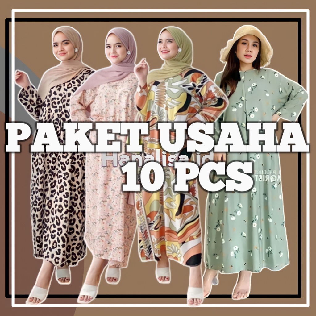 10 PCS PAKET USAHA GROSIR GAMIS LENGAN PANJANG