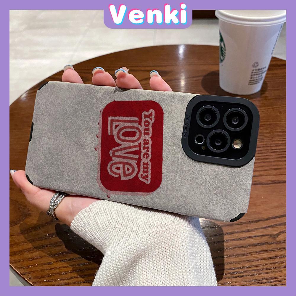 VENKI - Untuk iPhone 11 Case Leather Pupil Suede Case Soft Shockproof Phone Case Camera Simple Cute Red English Kompatibel dengan iPhone 14 13 Pro max 12 Pro max xr xs 7Plus 8Plus