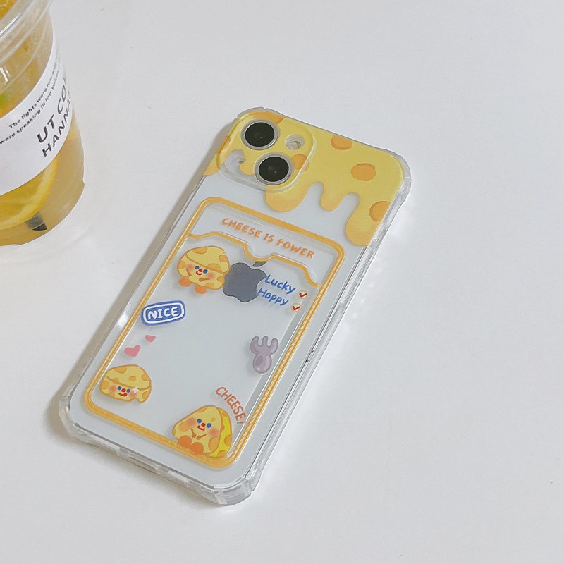 Card Case Happy Cheese Soft Case HP iP iPhone 14 13 12 11 Pro X XS XR Max 7 8 + Plus FTD Casing Apple