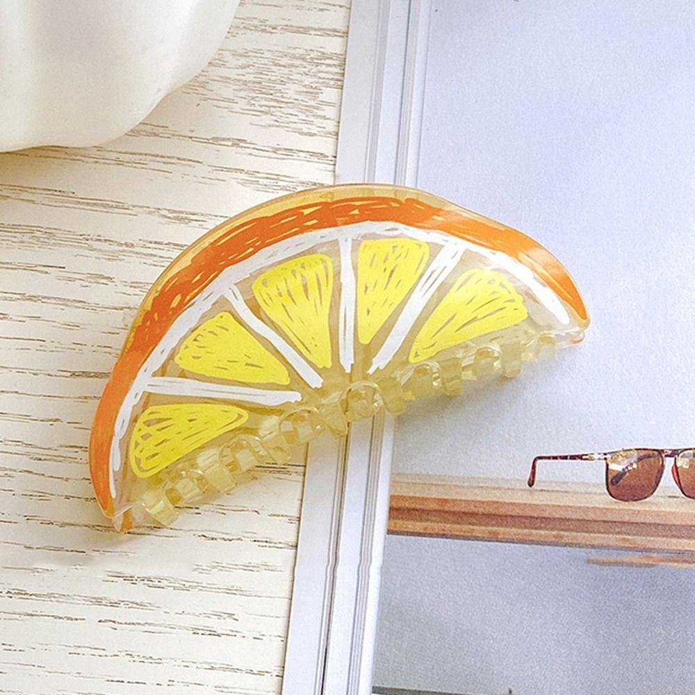 Needway Fruits Hair Claw Elegan Fashion Hiasan Kepala Musim Panas Asam Asetat Gadis Jepit Rambut Ponytail Holder Nanas Orange Korea Hair Clip