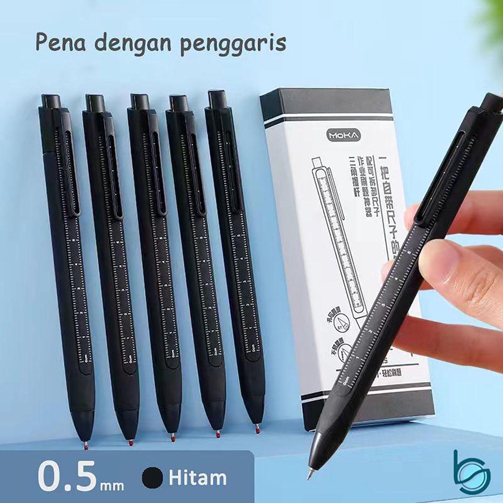 

Pulpen ins style dilengkapi dengan Penggaris, Tampilan Bagus, Pulpen 0.5mm Tinta Hitam - Best Stationary