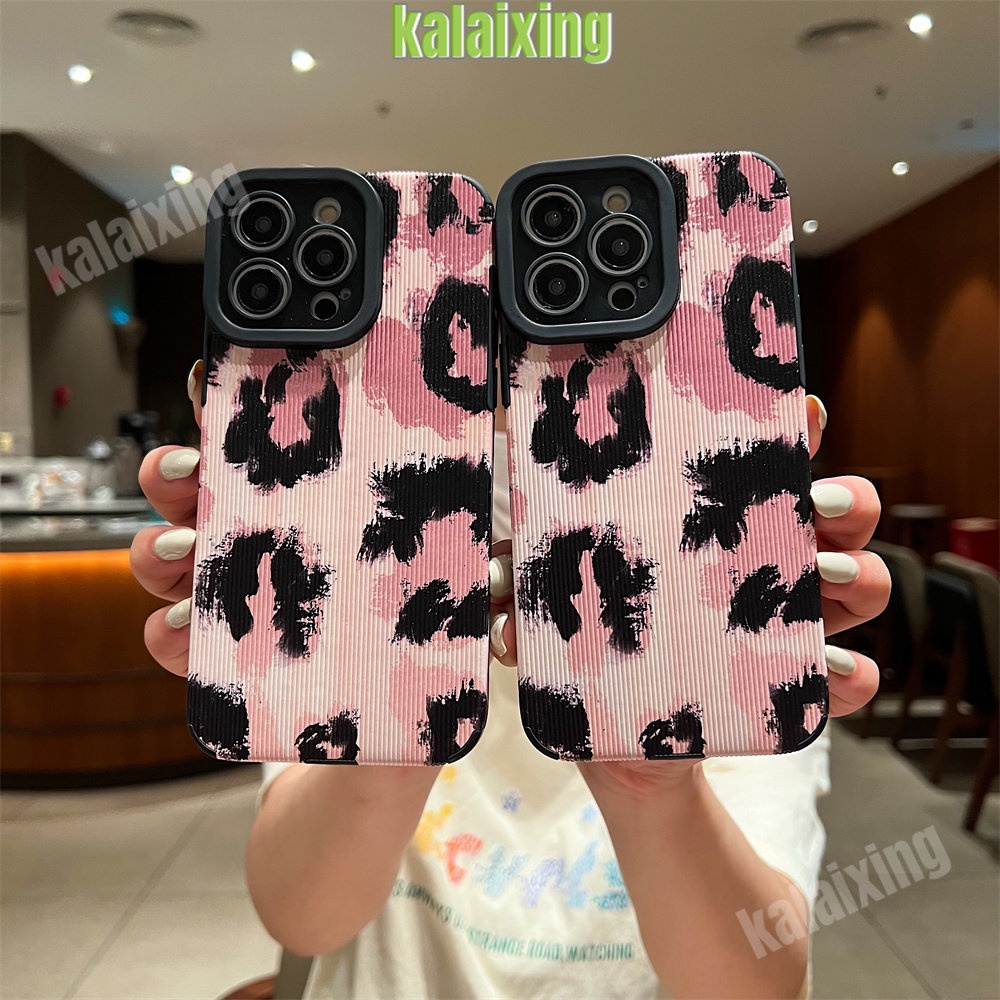 IPHONE Case Motif Leopard Warna Pink Untuk Iphone11 12 13 14 Pro Max14 Plus Xs Max X XR 78 Plus Soft Back Cover