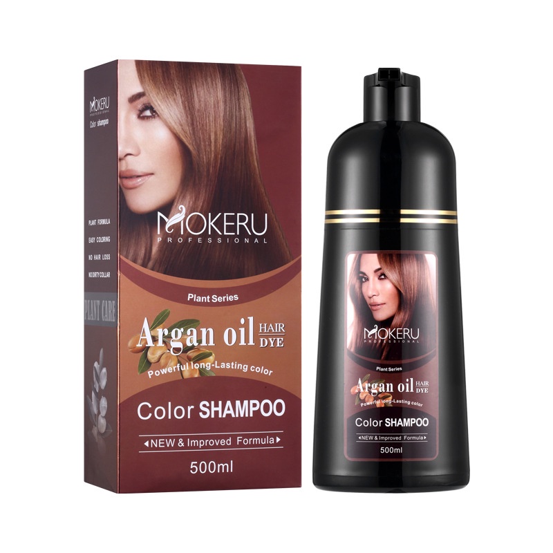 MOKERU Shampoo Pewarna Rambut Herbal | Argan Oil Dye Hair Shampoo 500ml