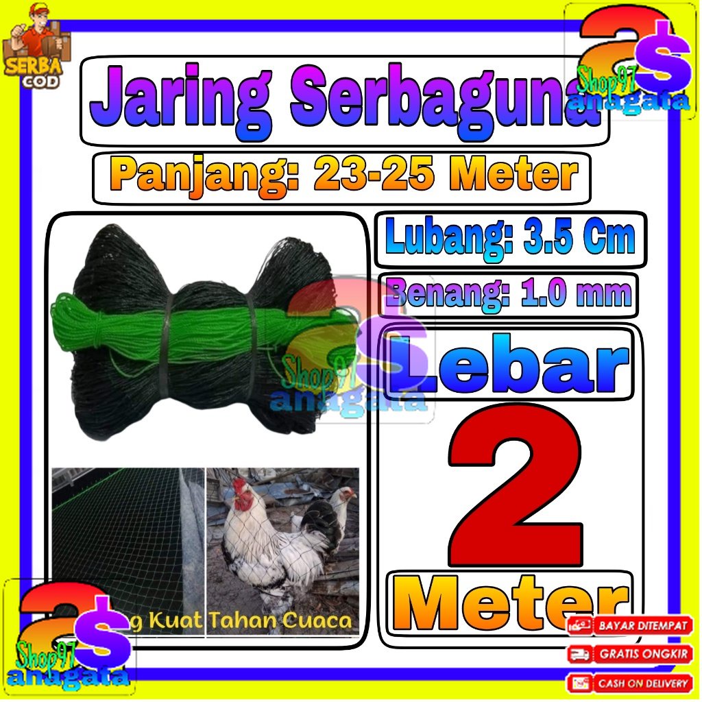 Jaring Pagar Ayam 2 meter / Jaring Serbaguna /Jaring Kandang /Jaring