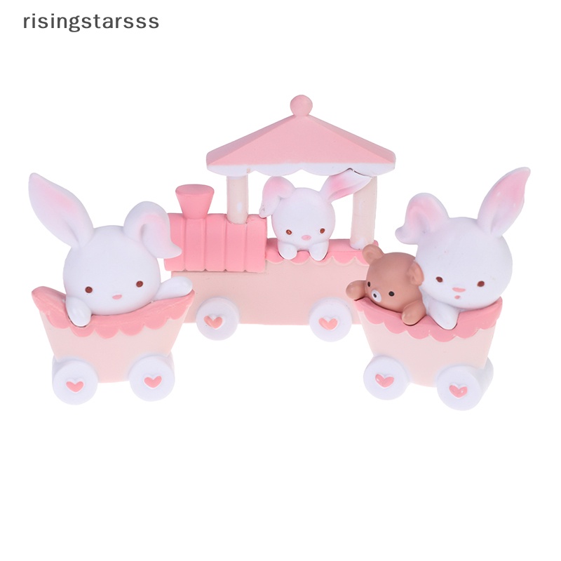 Rsid Span-new 3Pcs Hiasan Kue Resin Kartun Kelinci Kereta Ornamen Anak Paskah Dekorasi Pesta Jelly