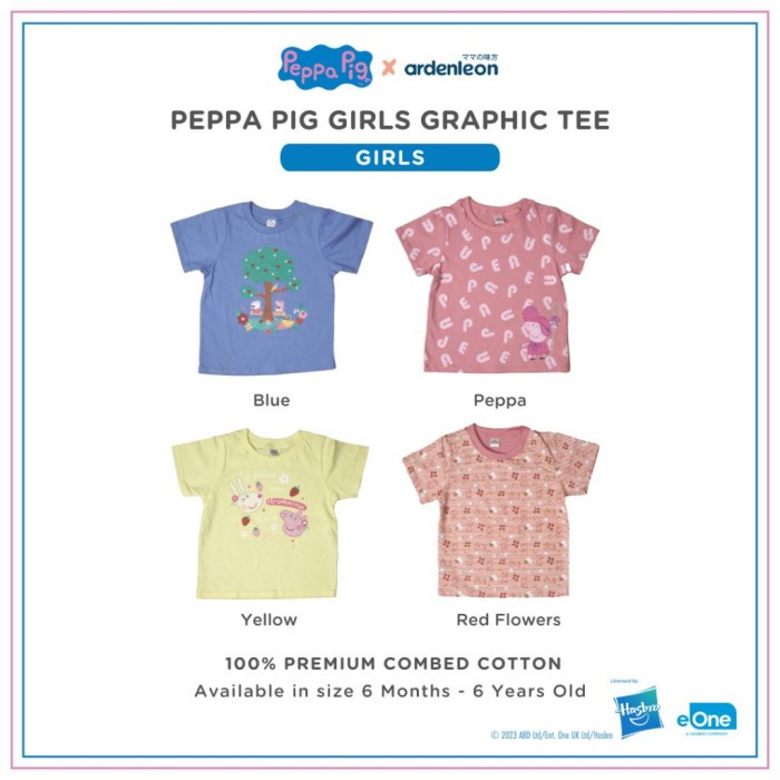 ARDENLEON Peppa Pig Girl Graphic Tee | Kaos Anak