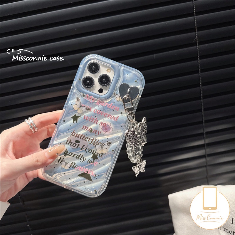 Fantasy Bintang Kupu-Kupu Bunga Huruf Laser Card Case Kompatibel Untuk IPhone 11XR 11 14 12 13 Pro MAX 6 6S 7 8 Plus X XS MAX SE 2020 3D Stereo Motif Bergelombang Shockproof Cover