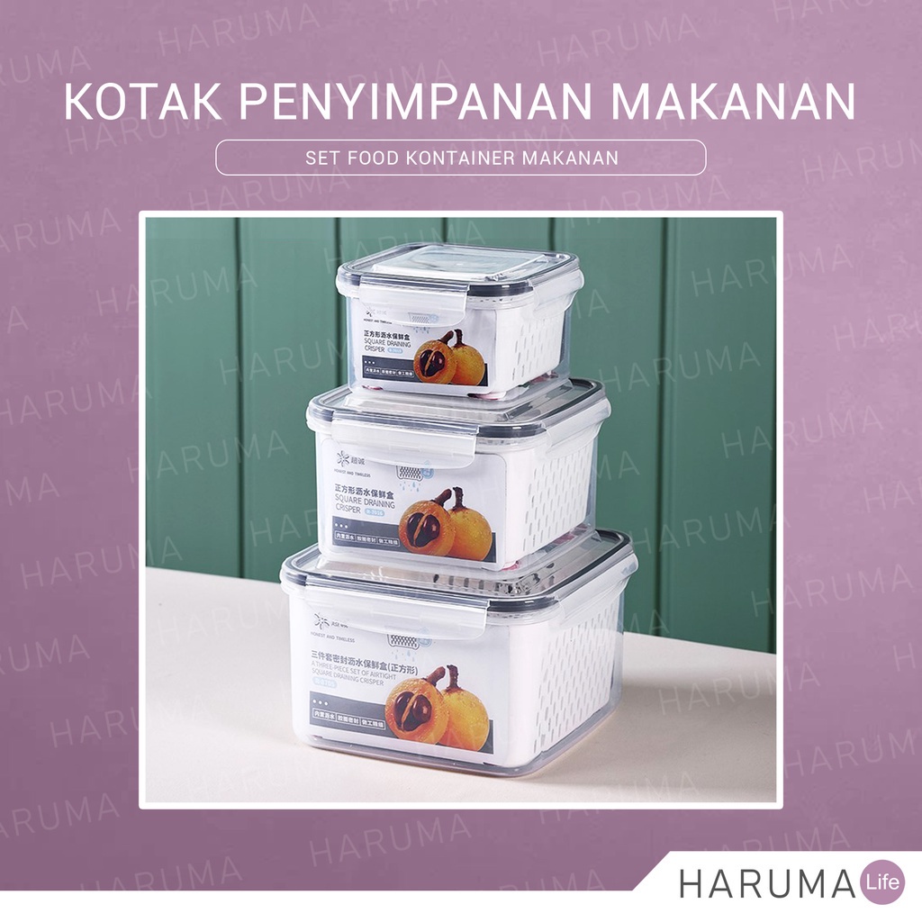 Set Food Kontainer Box / Set (3pcs)Kotak Penyimpanan Makanan Kulkas / Kontainer Makanan Kulkas