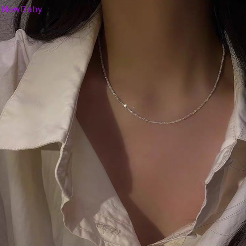 Newbaby Sterling Silver Sparkling Klavikula Rantai Choker Kalung Perhiasan Halus Pernikahan ID
