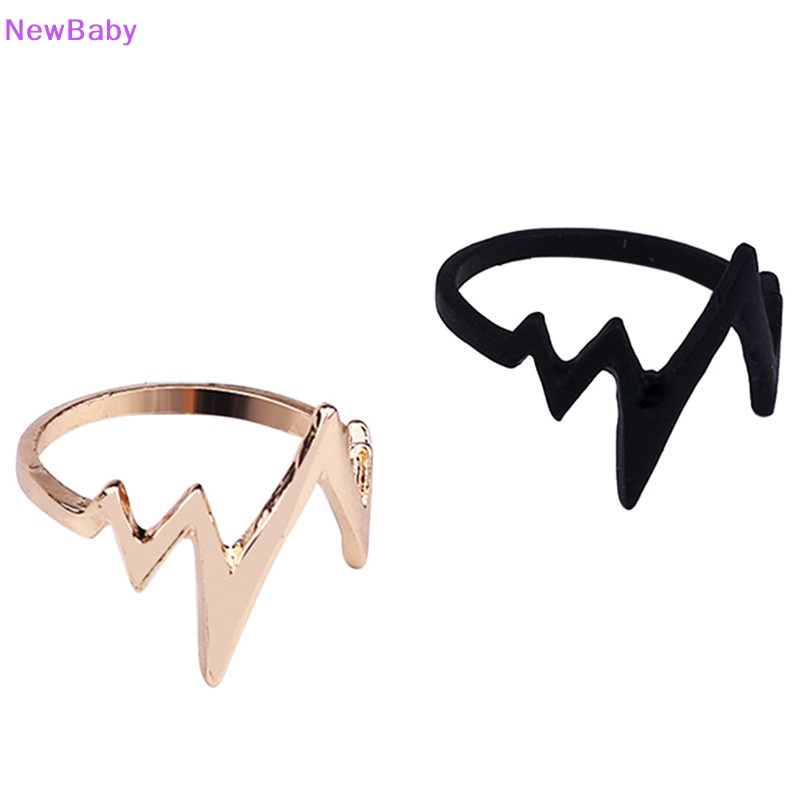 Newbaby Vintage Heartbeat Ring Women Adjustable Electrocardiogram Ring Women Jewelry ID