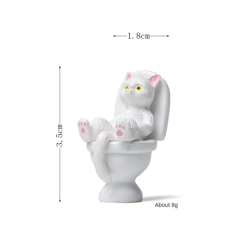 ღ Mini Toilet Seri Patung Kucing Kucing Lucu Penghiburan Spiritual Kucing Di Toilet Resin Dekorasi Rumah Miniatur Model Desktop Aksesoris Ornamen