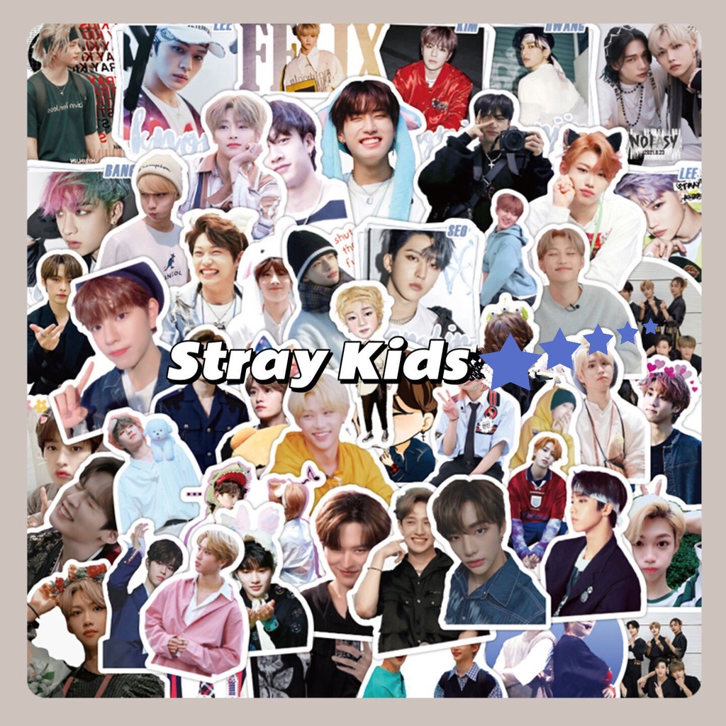 60pcs /set Hitam-Pink NJ STRAY KIDS Stiker Laptop Ponsel Koper DIY Dekorasi Straykids NJ Black Pink Pasta Tahan Air