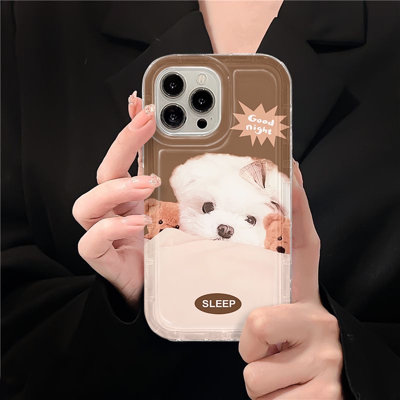 IPHONE Casing Ponsel Lembut Anjing Lucu Kompatibel Untuk Iphone14 13 11 12 Pro XS Max X XR 78 Plus Casing TPU Silikon Shockproof Cover