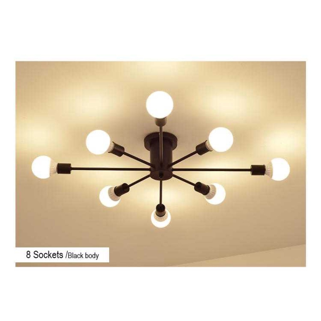 Fitting Rumah Lampu Plafon Hias 8 Cabang Minimalis Retro Soket E27