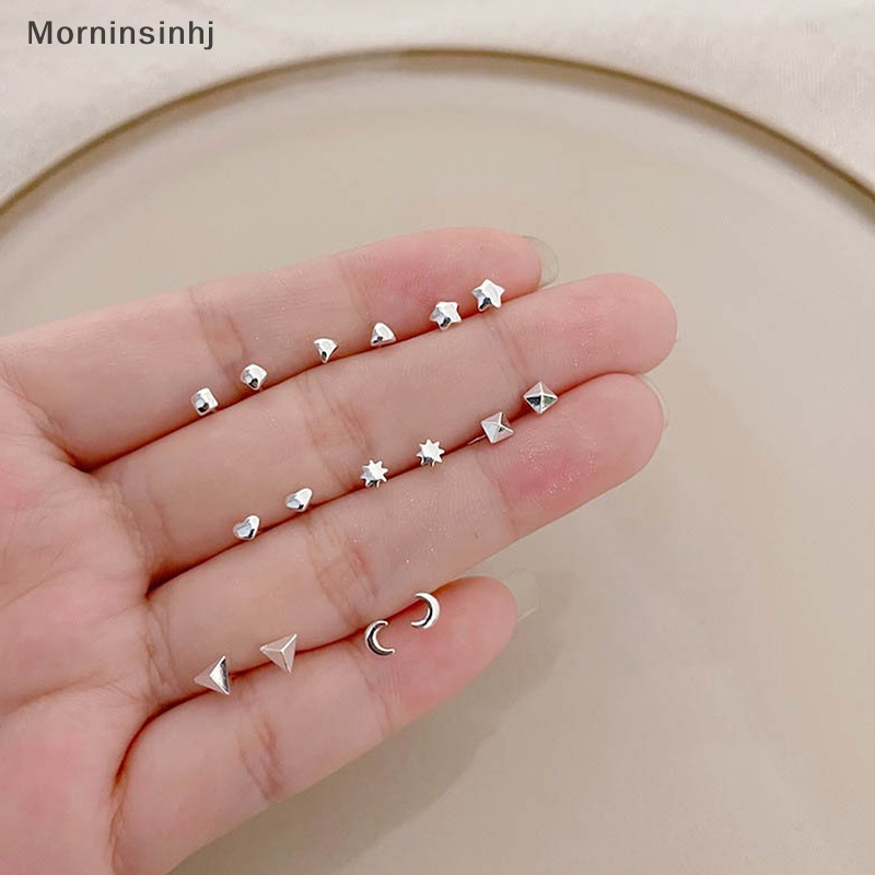 Mornin Anting Tusuk Simple Mini Untuk Wanita Hati Bintang Bulan Stud Earring Perhiasan Pesta id