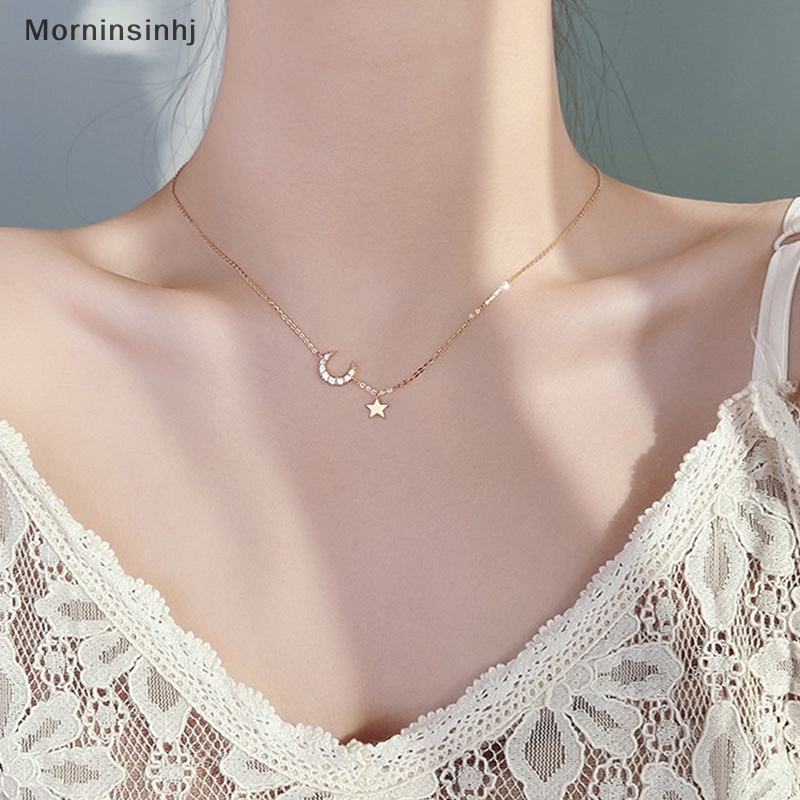 Mornin Trendy Shiny Zircon Klavikula Rantai Bintang Bulan Kalung Kreatif Gelang Fashion Rantai Pergelangan Tangan Untuk Wanita Ringan Perhiasan Hadiah id