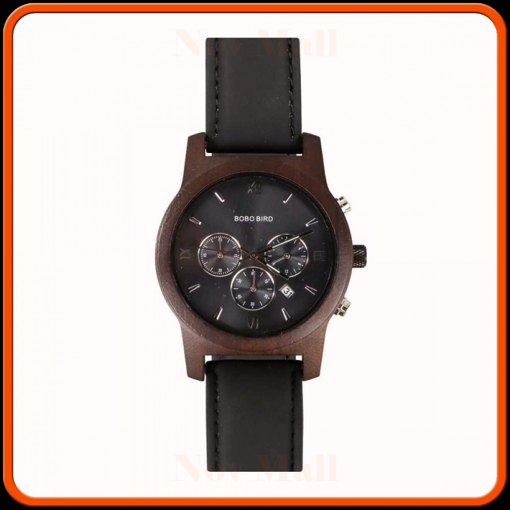 Jam Tangan Kayu Leather Strap - WP28