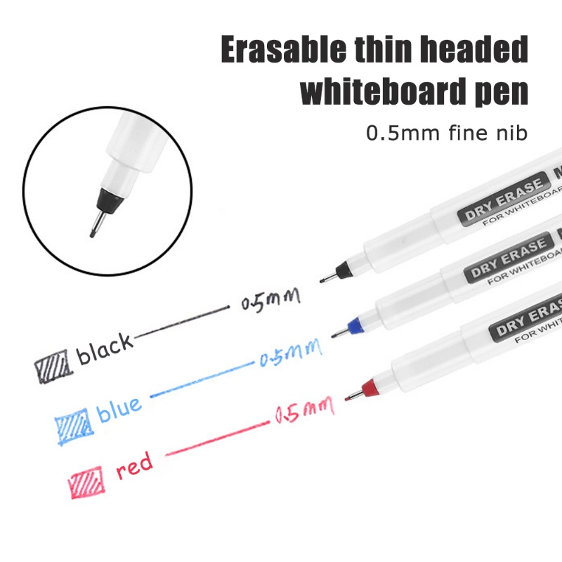 0.5 /0.7 /1.0mm Fine Nib Whiteboard Markers Pen/ Pensil Penghapus Kering Multi Warna Dihapus Tahan Air/ Pena Pemeriksaan Kantor Gambar