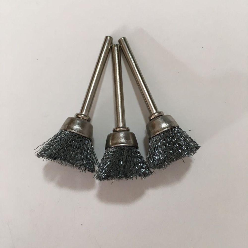 Populer 15pcs Sikat Roda Bahan Silver Kualitas Tinggi Dengan Shank1 /8Inci Kerut Kasar Untuk Alat Dremel
