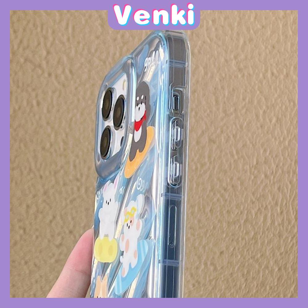 VENKI - Untuk iPhone 11 iPhone Case Laser Reflektif Bening Phone Case TPU Lembut Shockproof Airbag Case Cute Surf Critter Kompatibel dengan iPhone 14 13 Pro max 12 Pro Max XR XS 7 8Plus