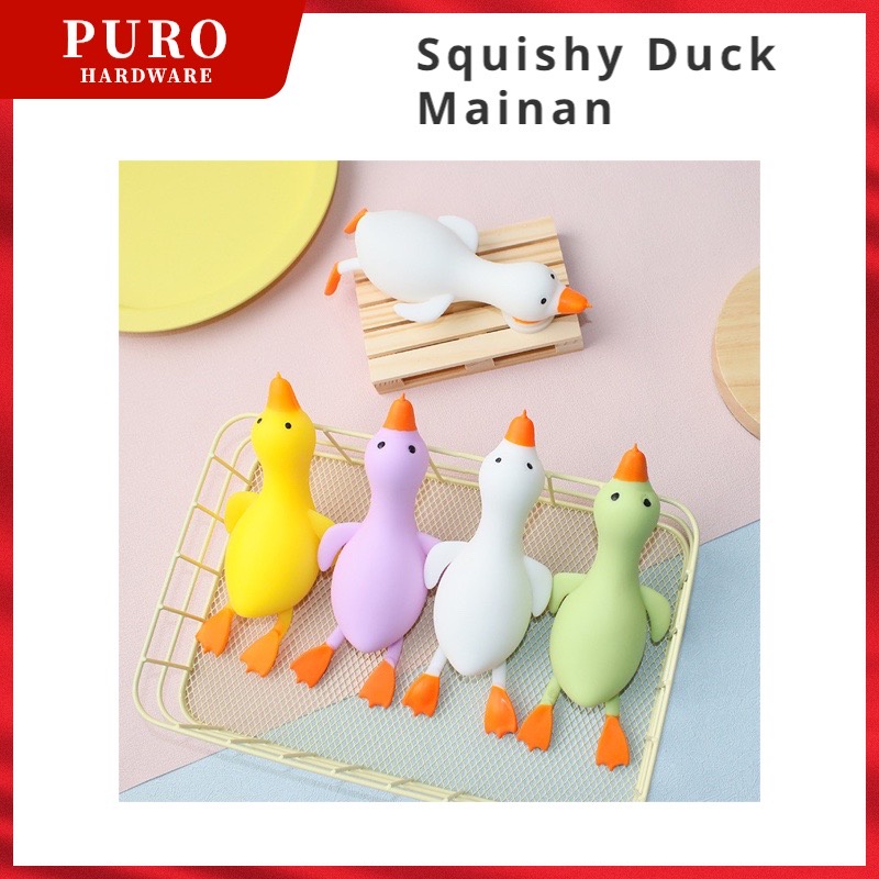 Mainan Squishy Bebek Stimulasi Remes Penghilang Stres Murah 3 Warna / Squishy Duck Mainan Anak Silikon Bentuk Bebek Stress Ball