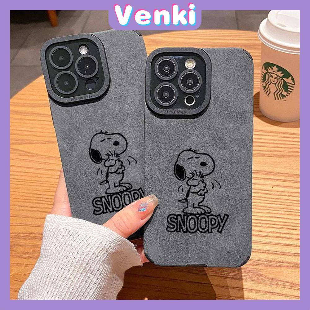 VENKI - Untuk iPhone 11 Case Kulit Anak Sekolah Suede Case Lembut Tahan Guncangan Ponsel Case Kamera Sederhana Anak Anjing Lucu Kompatibel dengan iPhone 14 13 Pro max 12 Pro max xr xs 7Plus 8Plus