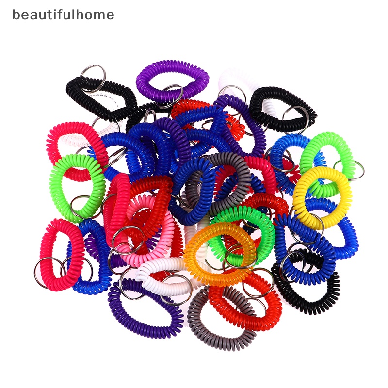 {beautifulhome} 10pcs Serbaguna Stretchable Wristband Keychain Spring Flexible Spiral Elastic Band Bracelet Key Holder Ring Untuk Sauna Gym Olahraga Luar Ruangan Rambut Rings.