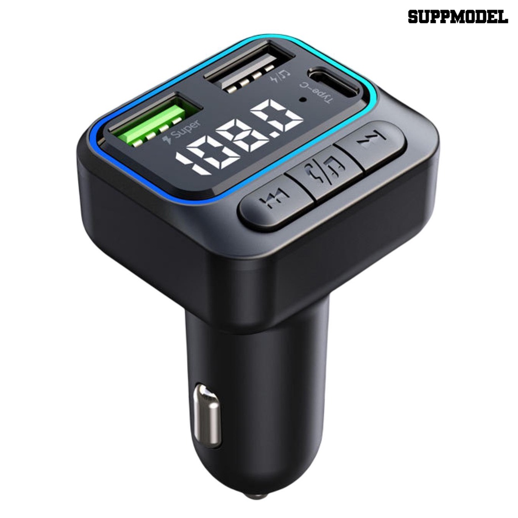 [SM] Adaptor Charger Mobil 12V-24V Digital Display Handsfree 3port QC3.0 Fast Charging USB Car Phone Charger Adapter MP3 Player Perlengkapan Kendaraan