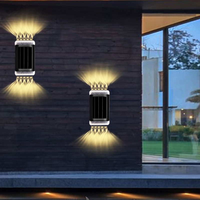 Kreatif Atas Bawah Glowing ABS Waterproof Solar Wall Light/Outdoor Taman Lampu Pagar Ultra Terang/ Lampu Malam Hias Halaman Belakang Rumah