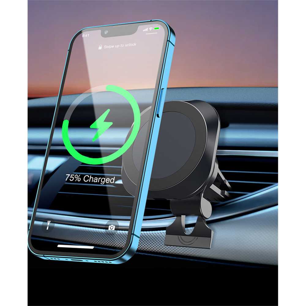 Wireless Charger Magnetic Phone Holder Car Fast Charging 15W  BURNHILDA