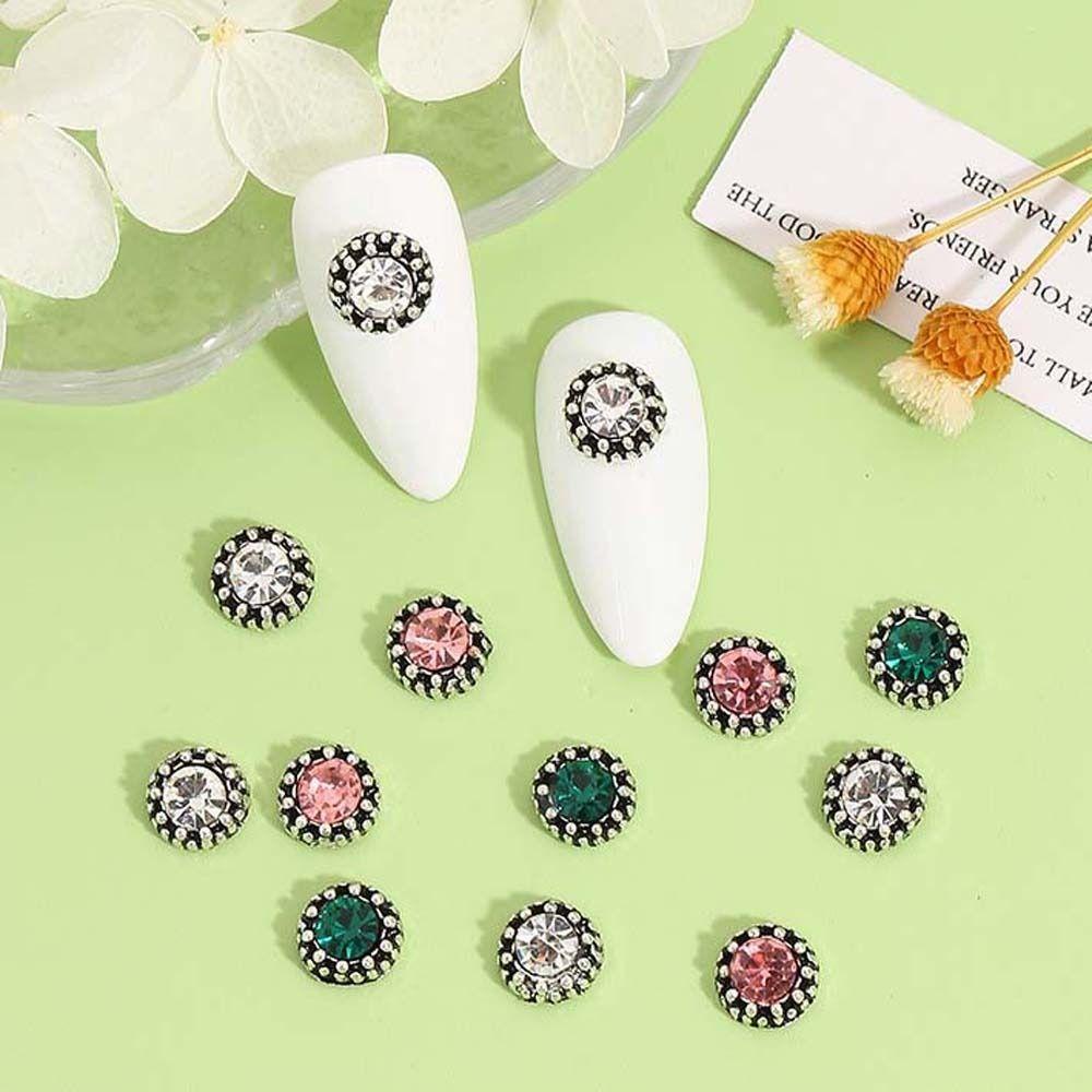 Mxbeauty Hiasan Kuku Bahan Alloy 3D Nail Art Drills Bulat Berlian Imitasi Manicure Nail Jewelry Untuk Wanita