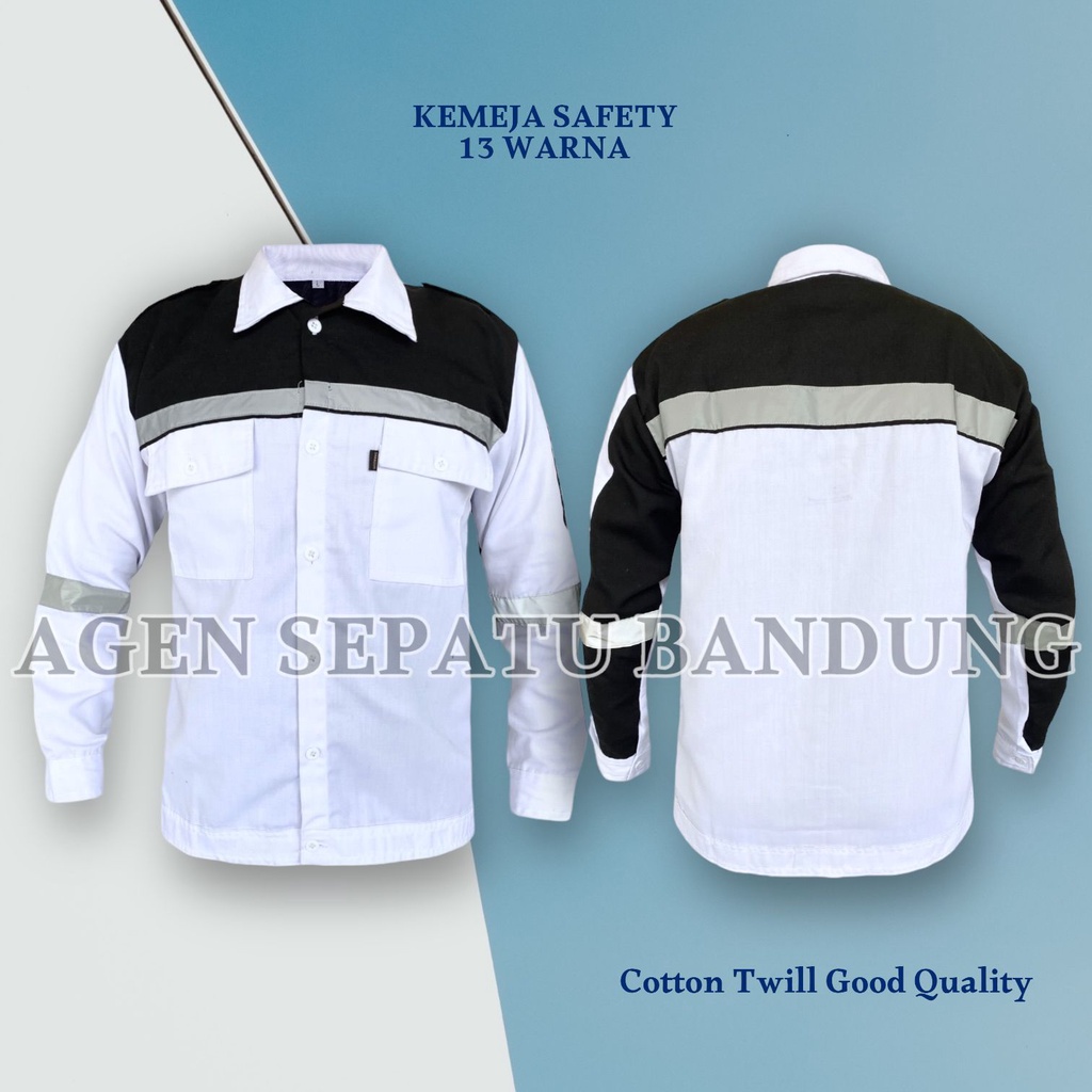 Grosir Kemeja Kombinasi / Kemeja Safety Lengan Panjang Kombinasi / Wearpack / Katelpak Safety Skotlet / Atasan Kemeja Kerja / Atasan Katelpak Panjang / Kemeja Katelpak