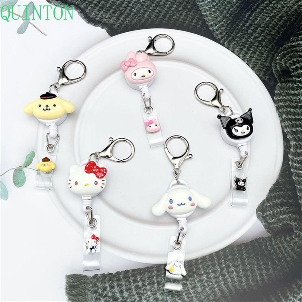 Quinton Retractable Badge Reel Kreatif My Melody Dada Kartu ID Card Klip Cinnamoroll Kartu Siswa Perawat Badge Holder