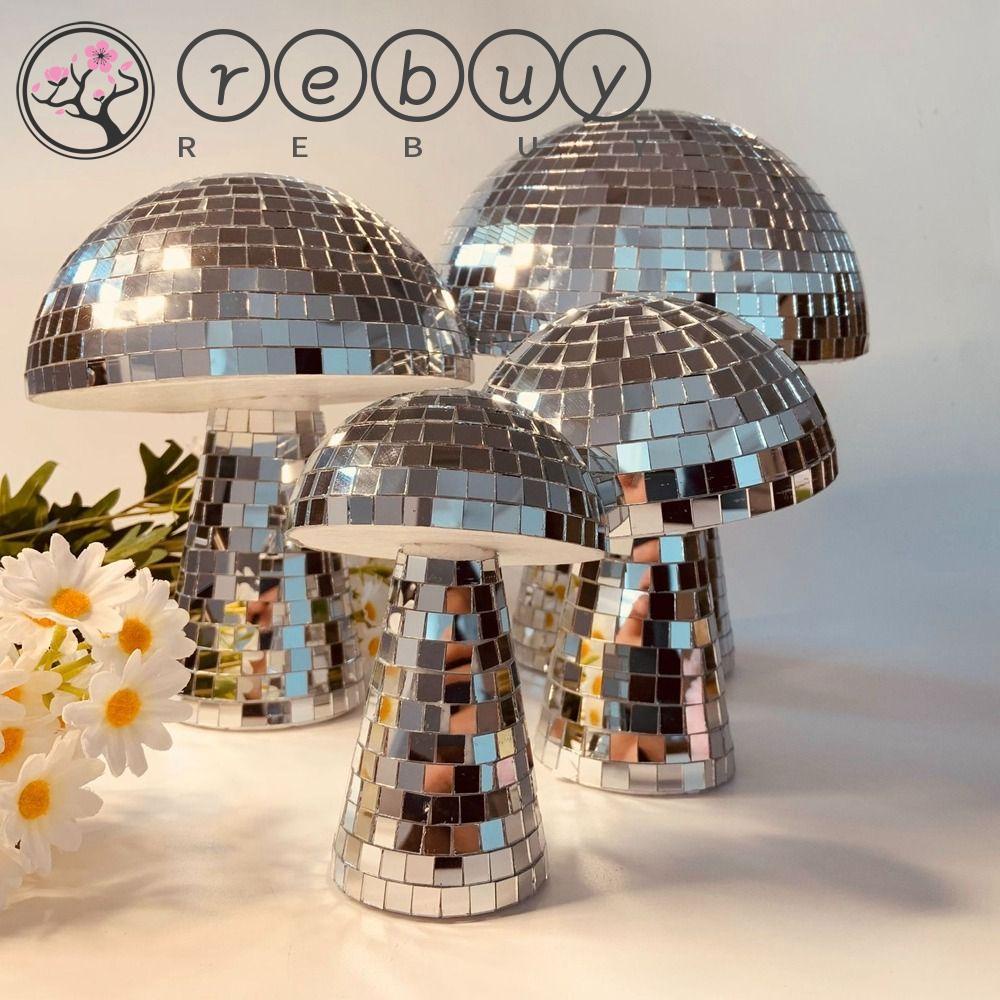 Rebuy Disco Ball Retro Hias Reflektif Bentuk Jamur Dekorasi Meja Kamar Multi Size Crystals Mushroom