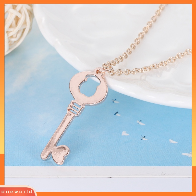 [ONR] Kalung Bear Heart Key Necklace Wanita Rantai Klavikula
