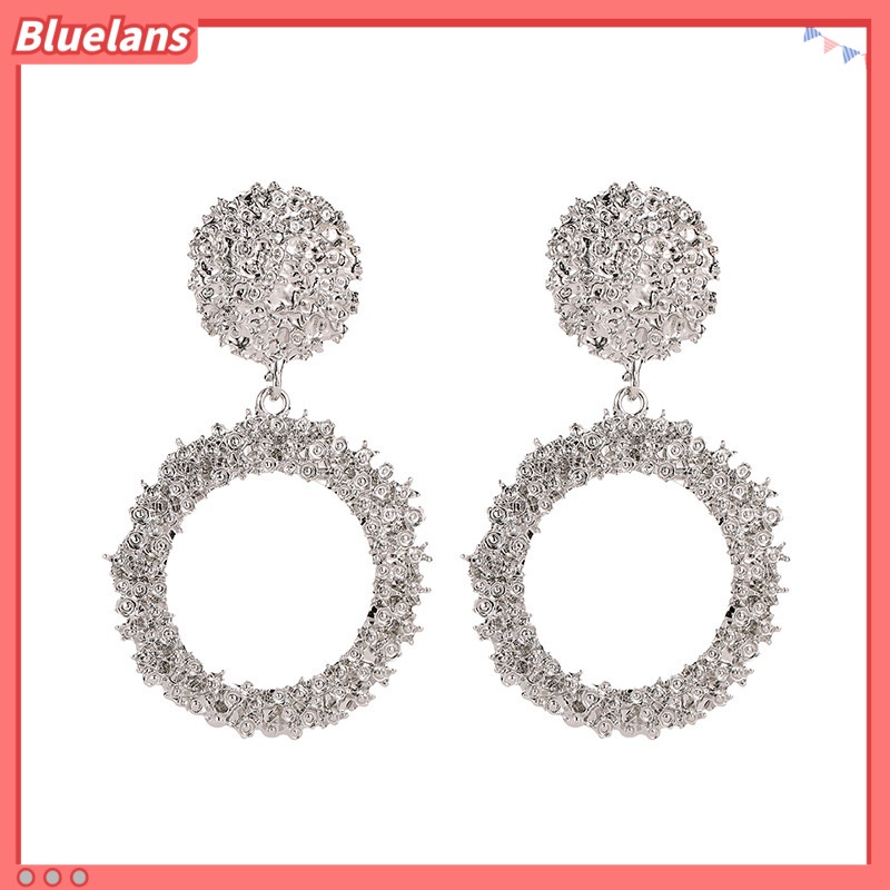 [BLS] Anting Lingkaran Besar Motif Logam Angin Retro