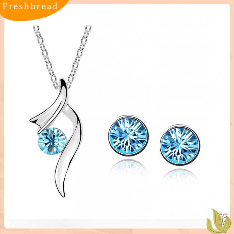 [FRA] Set Perhiasan Fashion Kristal Berlian Tunggal Kalung Anting Serbaguna Diamond Jewelry