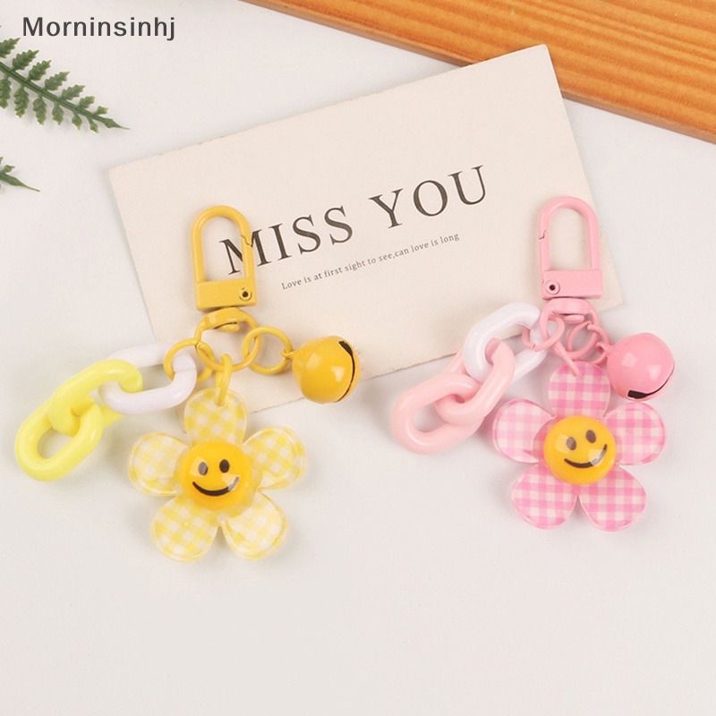 Mornin Lucu Smiley Face Bunga Bunga Matahari Warna Kisi Gantungan Kunci Dengan Bell Ransel Key Pendant Keyrings Aksesoris Kawaii Key Ring Mainan Pesona Hadiah Ornamen id